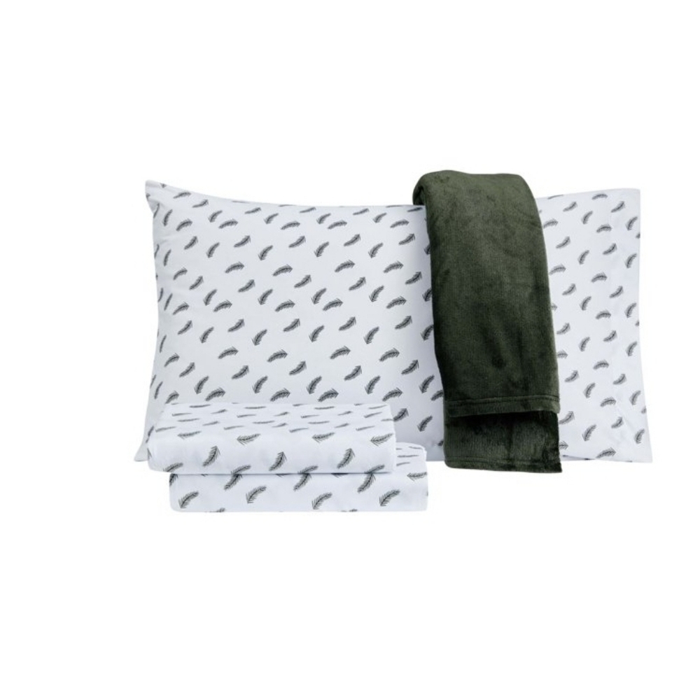 Traditions collection 3 piece sheet set with plush throw